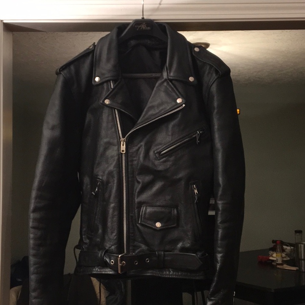 Men’s Black Leather Heavy Duty Motorcycle Jacket